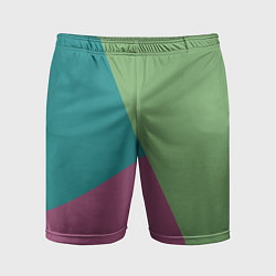 Мужские спортивные шорты Сине-зелёно-розовый тёмный трёхцветный