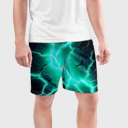Шорты спортивные мужские Color light blue black, цвет: 3D-принт — фото 2
