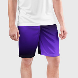 Шорты спортивные мужские Чёрно-сиреневый градиент пополам, цвет: 3D-принт — фото 2