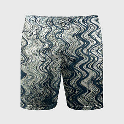 Мужские спортивные шорты Бело-синий искажённые абстрактные линии