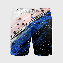 Шорты спортивные мужские Черно-синяя краска на белом, цвет: 3D-принт