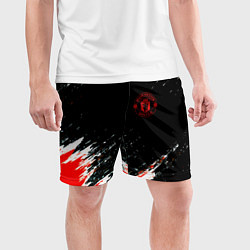 Шорты спортивные мужские Манчестер краски штрихи, цвет: 3D-принт — фото 2
