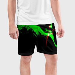 Шорты спортивные мужские Color black green red, цвет: 3D-принт — фото 2
