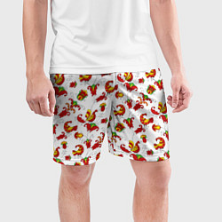 Шорты спортивные мужские Русский народный орнамент в стиле росписей Северно, цвет: 3D-принт — фото 2