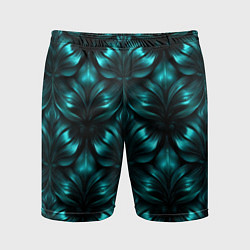 Шорты спортивные мужские Зеленые узоры из абстрактных листьев - блестящий п, цвет: 3D-принт
