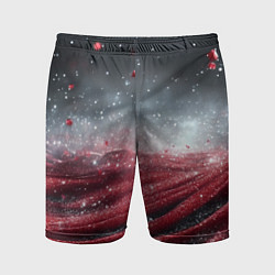 Шорты спортивные мужские Красно-черная текстура с блестками, цвет: 3D-принт