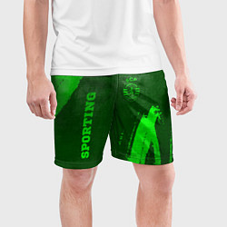 Шорты спортивные мужские Sporting - green gradient вертикально, цвет: 3D-принт — фото 2