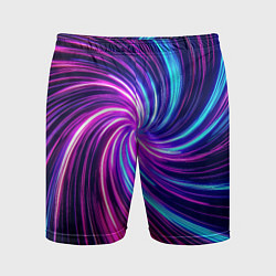 Шорты спортивные мужские Неоновый вихрь из светящихся линий, цвет: 3D-принт