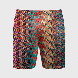 Мужские спортивные шорты Красно-синий искажённые полосы узор