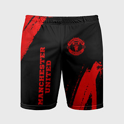 Шорты спортивные мужские Manchester United - red gradient вертикально, цвет: 3D-принт
