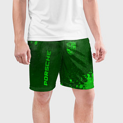 Шорты спортивные мужские Porsche - green gradient вертикально, цвет: 3D-принт — фото 2