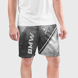 Шорты спортивные мужские BMW - grey gradient вертикально, цвет: 3D-принт — фото 2
