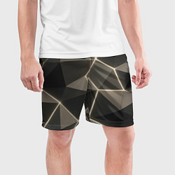 Шорты спортивные мужские Серая объемная текстура с гранями, цвет: 3D-принт — фото 2