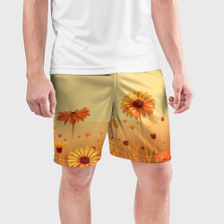 Шорты спортивные мужские Цветы на закате, цвет: 3D-принт — фото 2