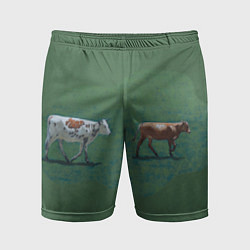 Шорты спортивные мужские Бык с телёнком, цвет: 3D-принт