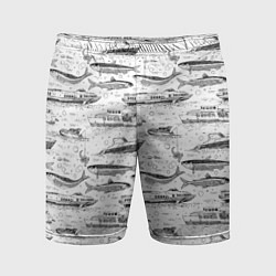 Шорты спортивные мужские Корюшка и водный транспорт, цвет: 3D-принт