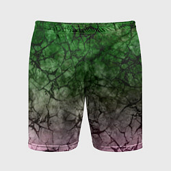 Шорты спортивные мужские Абстракция - green pink gradient in black web, цвет: 3D-принт