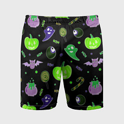 Шорты спортивные мужские Halloween black pumpkin pattern, цвет: 3D-принт