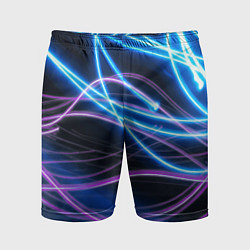 Шорты спортивные мужские Неоновая абстракция на темном, цвет: 3D-принт