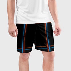 Шорты спортивные мужские Neon black red blue, цвет: 3D-принт — фото 2
