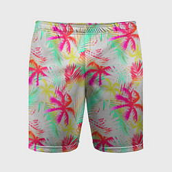Шорты спортивные мужские Palm yellow pink, цвет: 3D-принт