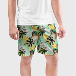Шорты спортивные мужские Palm black yellow white, цвет: 3D-принт — фото 2