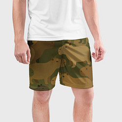 Шорты спортивные мужские Капибара - камуфляж, цвет: 3D-принт — фото 2