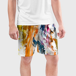 Шорты спортивные мужские Разноцветные мазки кисти на палитре художника, цвет: 3D-принт — фото 2