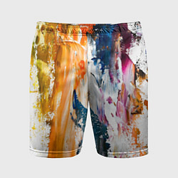 Мужские спортивные шорты Разноцветные мазки кисти на палитре художника