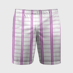 Шорты спортивные мужские Color white cage pink line, цвет: 3D-принт