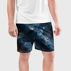 Шорты спортивные мужские Синий камуфляж с каплями, цвет: 3D-принт — фото 2