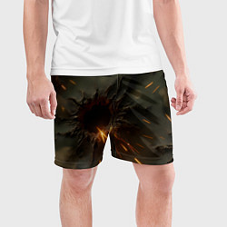 Шорты спортивные мужские Следы от пуль на камуфляже, цвет: 3D-принт — фото 2