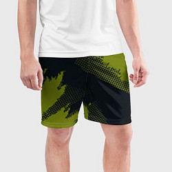 Шорты спортивные мужские Абстрактная текстура в зеленом, цвет: 3D-принт — фото 2