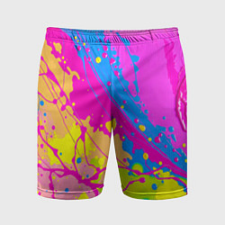 Шорты спортивные мужские Яркая абстракция из розовых и голубых красок, цвет: 3D-принт
