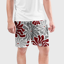Шорты спортивные мужские Цветы cherry and grey pattern, цвет: 3D-принт — фото 2