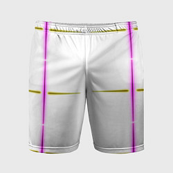 Шорты спортивные мужские Color white pink yellow stripes, цвет: 3D-принт