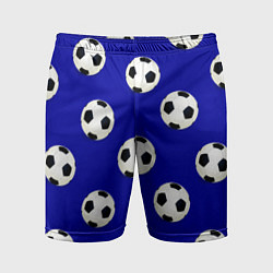 Шорты спортивные мужские Футбольные мячи на синем, цвет: 3D-принт