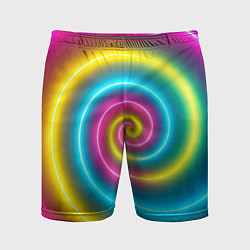 Шорты спортивные мужские Разноцветная неоновая кислотная воронка, цвет: 3D-принт