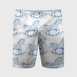 Шорты спортивные мужские Лошадка качалка гжель, цвет: 3D-принт