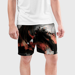 Шорты спортивные мужские Тёмные краски абстракция красно-чёрный, цвет: 3D-принт — фото 2