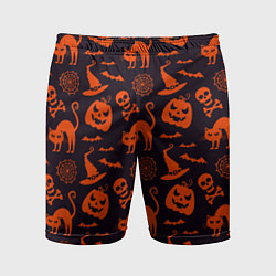 Мужские спортивные шорты Паттерн с символами праздника Хэллоуин
