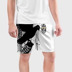 Шорты спортивные мужские Ювентус черная птица краски, цвет: 3D-принт — фото 2