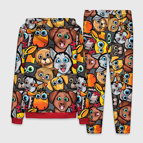 Мужской костюм Веселые собаки / 3D-Красный – фото 2