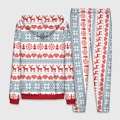 Мужской костюм Новогодний пиксельный узор / 3D-Красный – фото 2