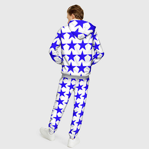 Мужской костюм Синие звёзды на белом фоне / 3D-Меланж – фото 4