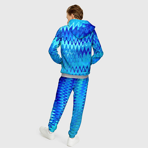 Мужской костюм Синий-голубой абстрактный узор / 3D-Меланж – фото 4