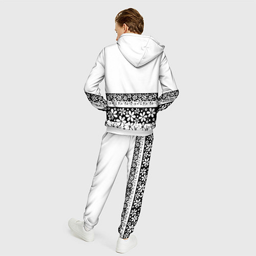 Мужской костюм Черно-белый цветочный принт / 3D-Белый – фото 4