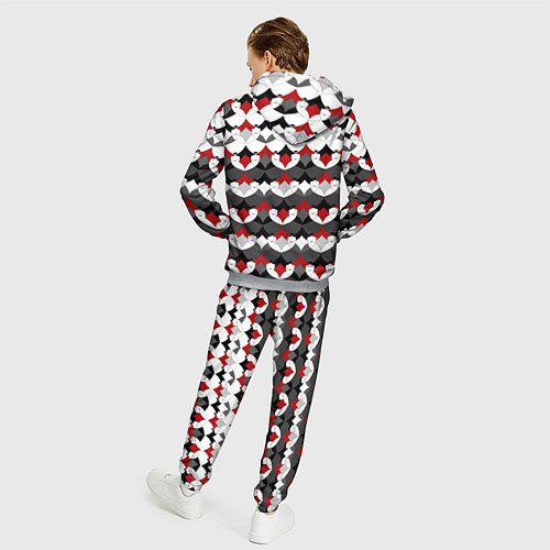 Мужской костюм Абстрактный красно-серый узор / 3D-Меланж – фото 4