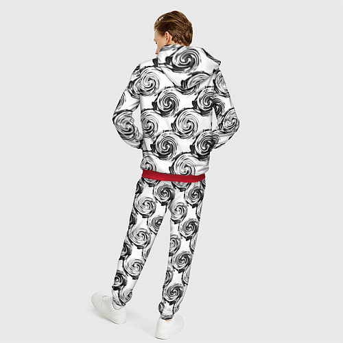 Мужской костюм Черно-белый абстрактный узор / 3D-Красный – фото 4