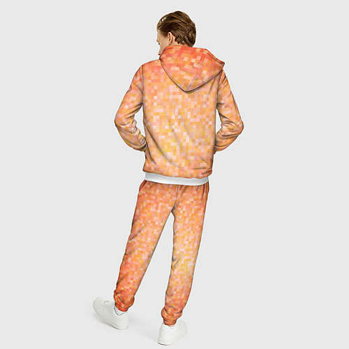 Мужской костюм Оранжевая пиксель абстракция / 3D-Белый – фото 4